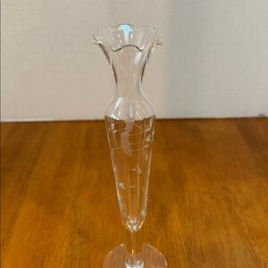Princess House Rare Vintage Bud Vase. Delicate Crystal w/ Heritage Etched Design